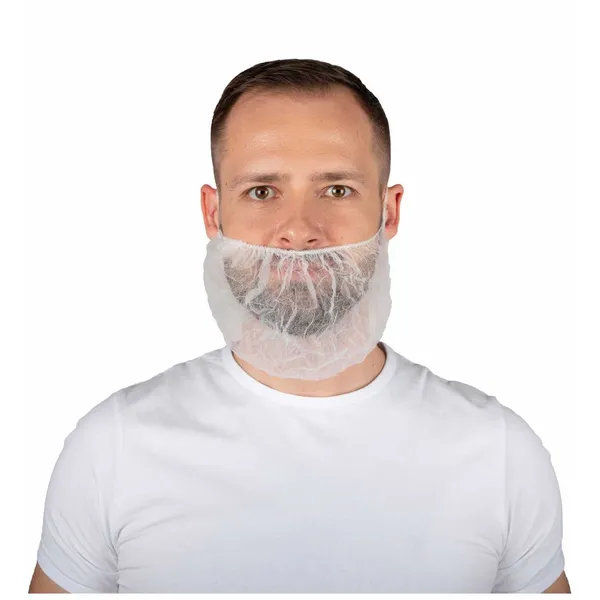 Skjeggbeskytter HVIT m/strikk, 20pk i krt