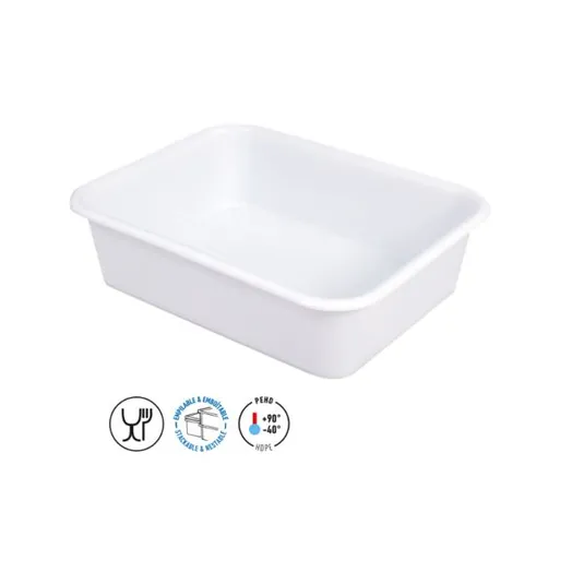 Plastkasse 20L glatt hvit HDPE