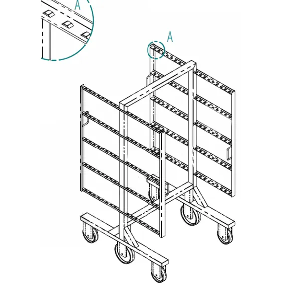 Røkevogn H-modell, 900x1000x1700mm