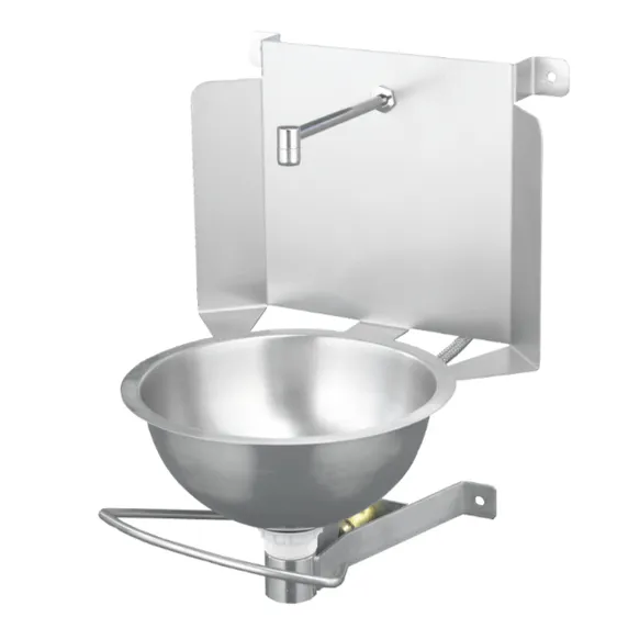 Håndvask kompakt D: 300mm, åpen rygg, knestyrt kran