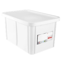 Plastkasse 55L med tett lokk Hvit