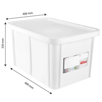 Plastkasse 55L med tett lokk Hvit