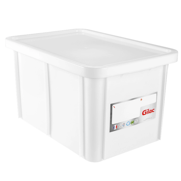 Plastkasse 55L med tett lokk Hvit