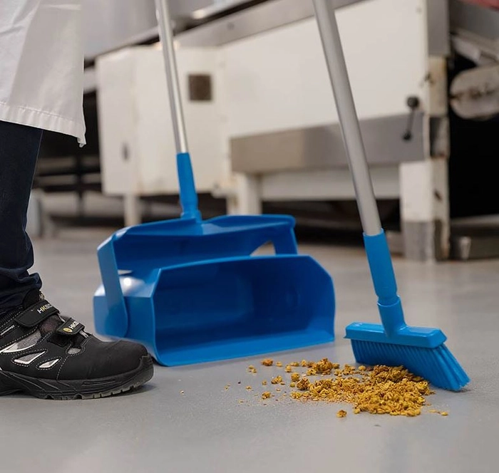 Vikan støvbrett lukket, sett m/kost og skaft BLÅ