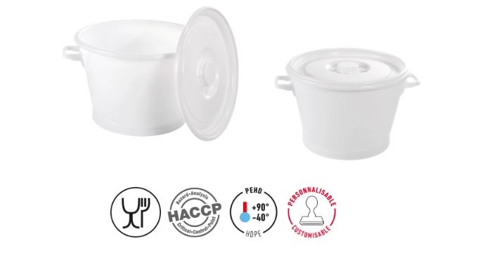 Lokk til 35L rund beholder hvit