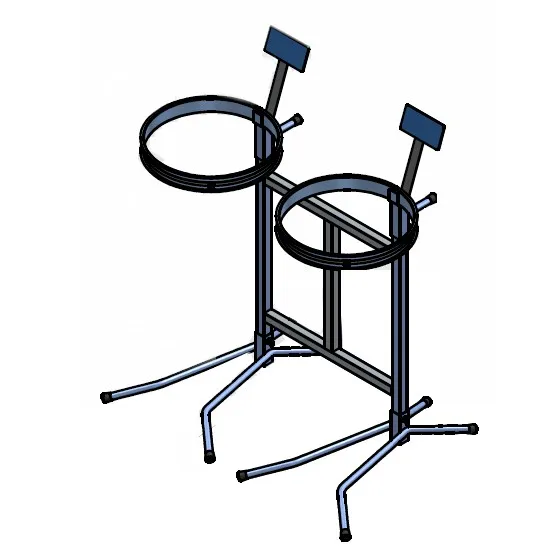 Sekkestativ dobbelt med merkeplate, mobilt