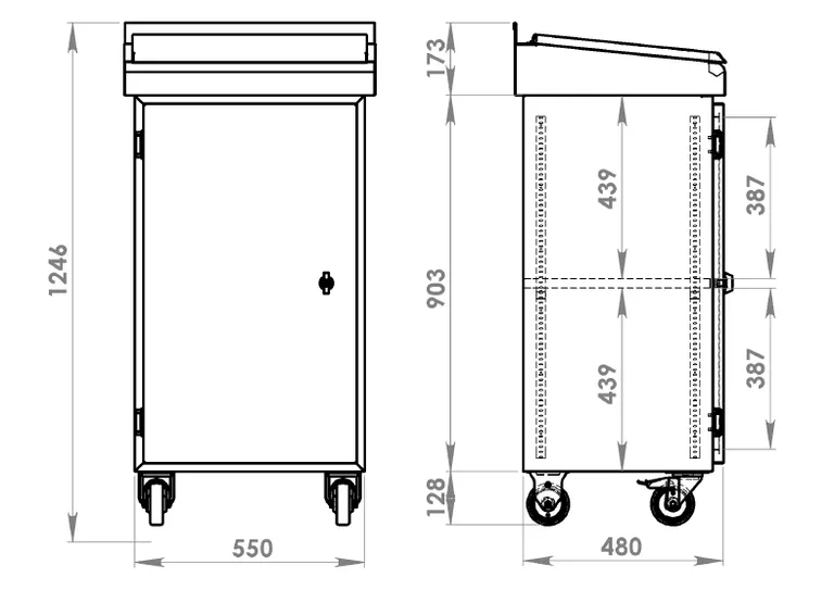 Skap med skrivebord vanntett