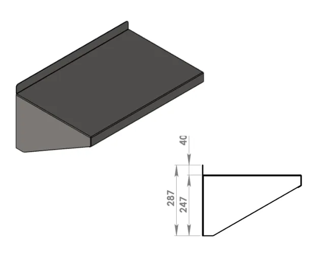 Vegghylle 800x400mm, rustfri